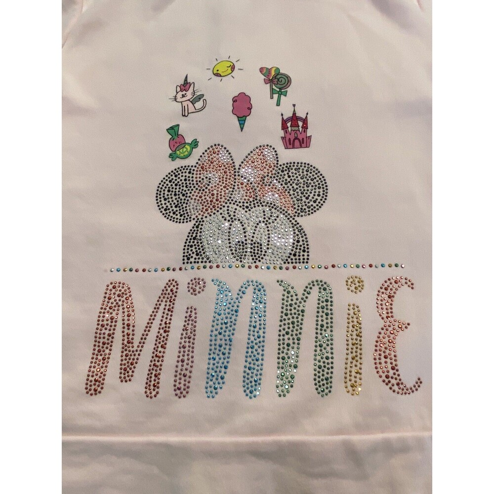 Minnie Mouse Walt Disney World Junior Size Large Full Zip Hoodie Sweater Pink